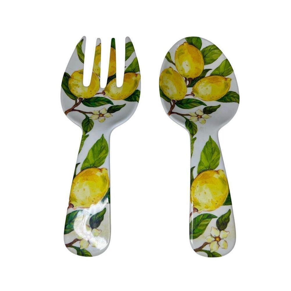 Nicole Miller Melamine Salad Serving Set 10.5 inches Spoon/Fork NWOT